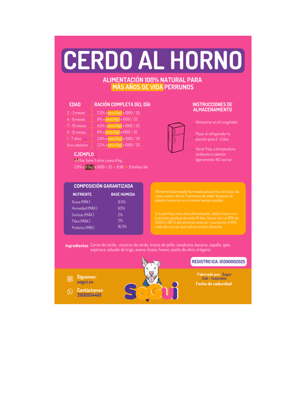 CERDO - HORNEADA. 500gr (20 bolitas)