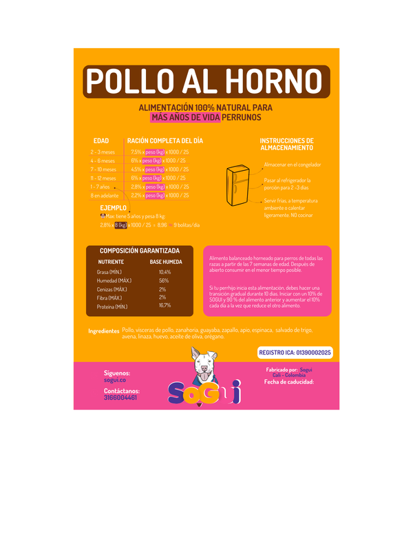 POLLO - HORNEADA 500gr (20 bolitas)