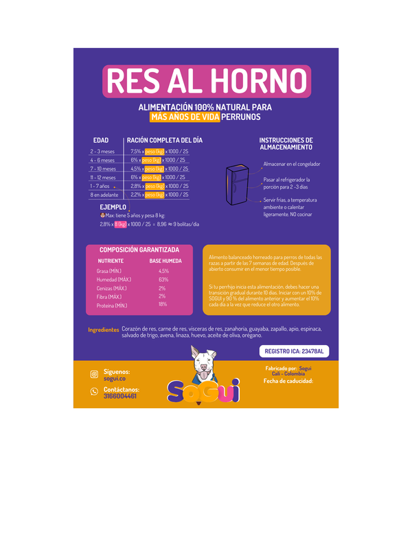RES - HORNEADA. 500gr (20 bolitas)